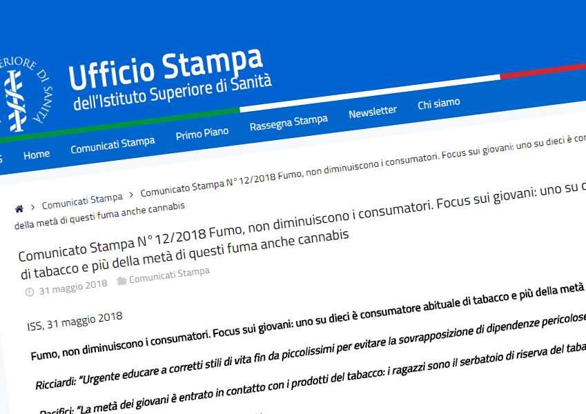 Istituto Superiore di Sanità: I fumatori non diminuiscono. Focus sui giovani.